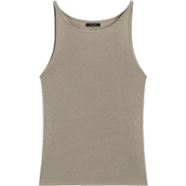 Summer new MassimoDutti2024 womens basic style simple solid color slim fit knitted round neck sleeveless vest T-shirt top 05711512900