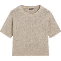 Early autumn new Massimo Dutti 2024 womens casual basic simple brown round neck short-sleeved sweater T-shirt 05611511806