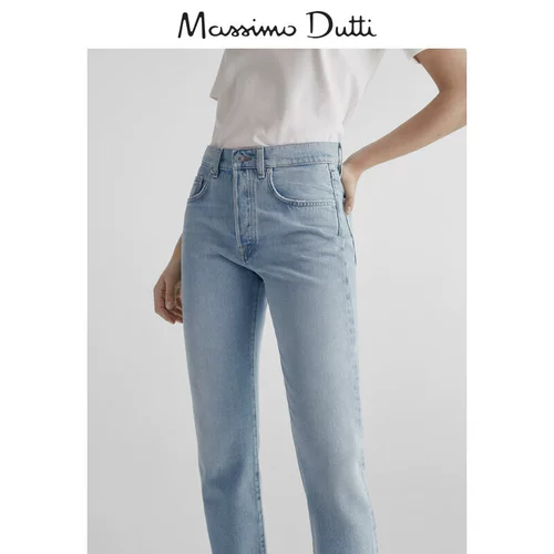 Massimo Dutti, летние прямые свободные джинсы для отдыха, коллекция 2023, по фигуре, облегающий крой, высокая талия