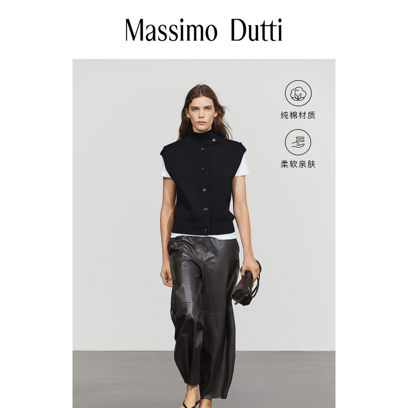 Early Autumn New Style Massimo Dutti 2026 Women's High-Intelligence Pure Cotton Funnel Collar Sleeveless Pullover Sweater Knit Vest 05727563401 Early Autumn New Style Massimo Dutti 2026 Women's High-Intelligence Pure Cotton Funnel Collar Sleeveless Pullover Sweater Knit Vest 05727563401