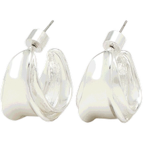 Summer new Massimo Dutti 2024 womens accessories fashion minimalist versatile silver embossed design hoop earrings 04605835808