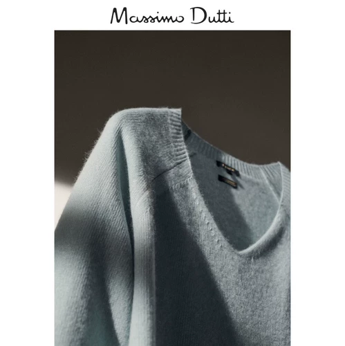 Massimo Dutti, демисезонный кашемировый высококачественный трикотажный свитер, 2020, V-образный вырез