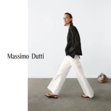 Обновление со скидкой, женская одежда MassimoDutti, новинка 2025 года, новая китайская текстура, черный воротник-стойка, рубашка с длинными рукавами, топ 05137737800