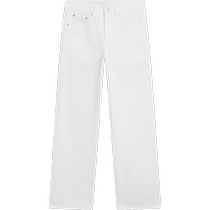 Summer new Massimo Dutti2024 womens casual classic versatile white comfortable cotton mid-waist straight jeans 05036537250