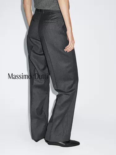 Осенне-зимний новый стиль женской одежды MassimoDutti2025, легкий и утонченный темперамент, стиль для поездок на работу, высококачественные фланелевые брюки из чистой шерсти 05067716802