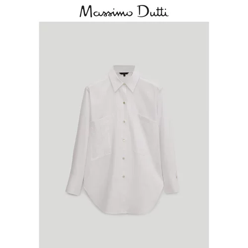 Весна и летняя скидка Massimo Dutti Женская карманная отделка Poplin Fasual Casual Top Dress 05153520250