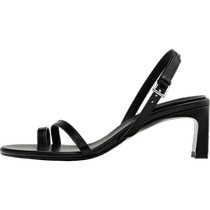 折扣季Massimo Dutti女鞋 2024夏季新款 黑色夹趾一字带细带中跟凉鞋 11620350800