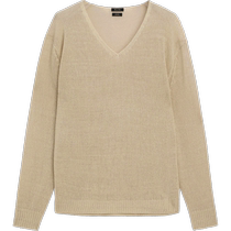 Discount season MassimoDutti2024 womens casual lazy style minimalist thin pure linen V-neck long-sleeved knitted T-shirt 05671660987