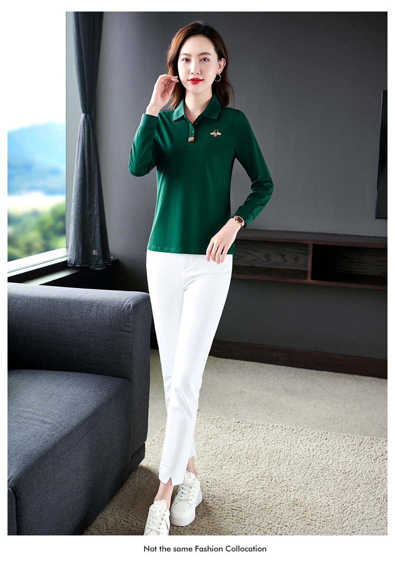 F1130 670K ÁO THUN NỮ WUHTDNG DÀI TAY MÙA XUÂN THU ĐÔNG TRUNG NIÊN THÊU HỌA TIẾT HOA KÍN CỔ THỜI TRANG NỮ VẢI BÔNG G02 SẢN PHẨM MỚI
