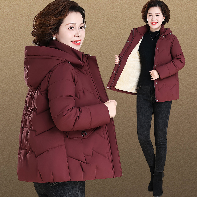Winter Short down Cotton Jacket for Middle-Aged and Elderly Mothers, Grandma's Winter Fleece-Lined Thick Hooded Clothing for the Elderly Winter Short down Cotton Jacket for Middle-Aged and Elderly Mothers, Grandma's Winter Fleece-Lined Thick Hooded Clothing for the Elderly