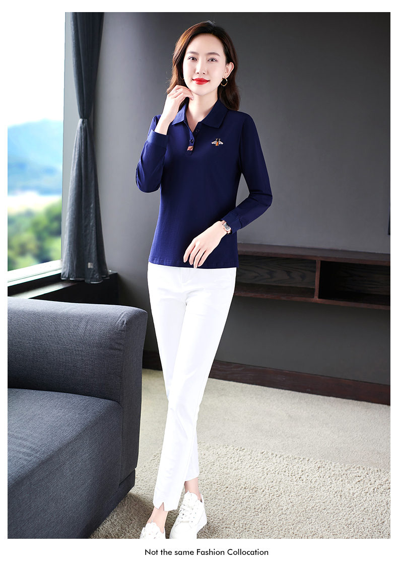 F1130 670K ÁO THUN NỮ WUHTDNG DÀI TAY MÙA XUÂN THU ĐÔNG TRUNG NIÊN THÊU HỌA TIẾT HOA KÍN CỔ THỜI TRANG NỮ VẢI BÔNG G02 SẢN PHẨM MỚI