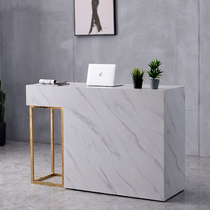 Light luxury stainless steel cashier simple modern clothing store beauty salon small bar imitation marble front desk reception desk
