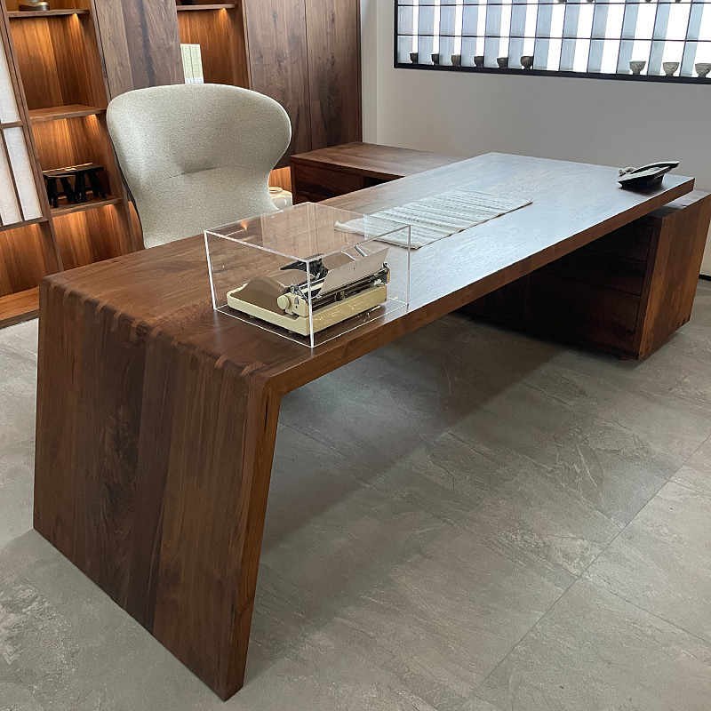 New Chinese-Style Modern Minimalist Executive Desk, North American Black Walnut Wood, Home Study Writing Desk, Light Luxury Executive Office Desk