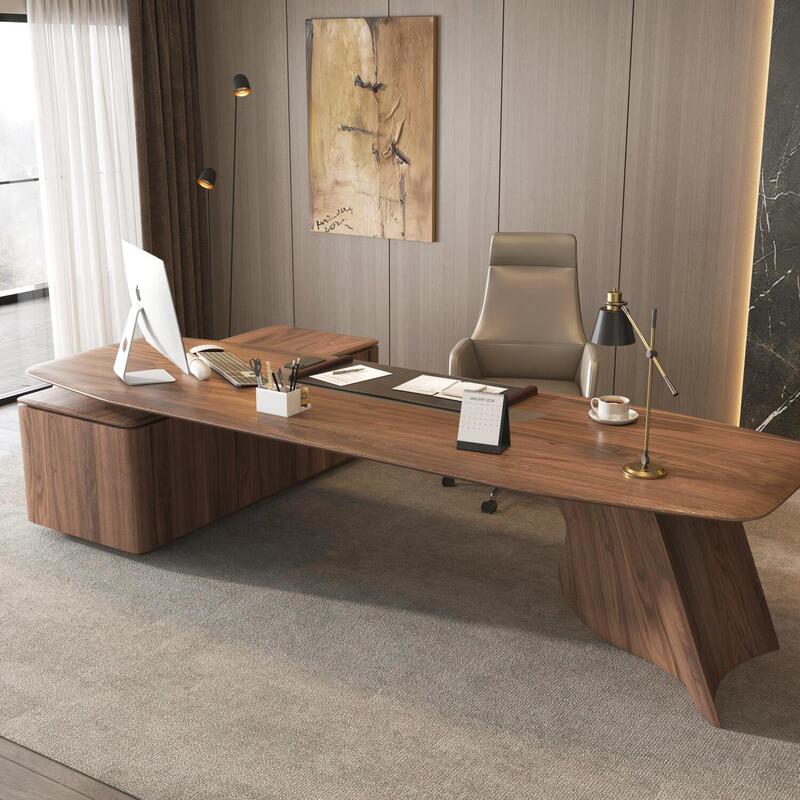 New Chinese-Style Zen-Inspired Black Walnut and White Ash Executive Desk Office Boss Desk Leader's Desk Company Manager's Desk