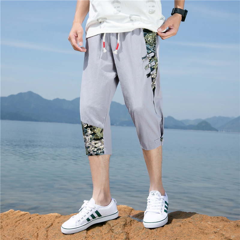 Men của thương hiệu bảy điểm xu hướng quần mùa hè quần short 2020 mới gió Trung Quốc quần cotton xu hướng bình thường 7 điểm giữa quần
