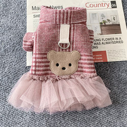Dog Winter Clothes Autumn and Winter Leash Hoodie Couple Pet Warm Vest Princess Cute Dress Cat Winter