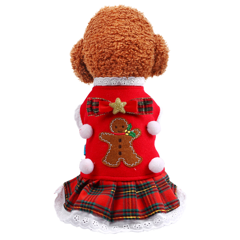PETCIRCLE Quần áo thú cưng Gấu bông Chó nhỏ Chó con Trang phục Chó Dễ thương Gingerbread Man Kẻ sọc Váy - Quần áo & phụ kiện thú cưng quan ao cho cho