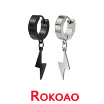 Rokoao cool lightning earrings simple hip hop ins female earrings without hole earrings