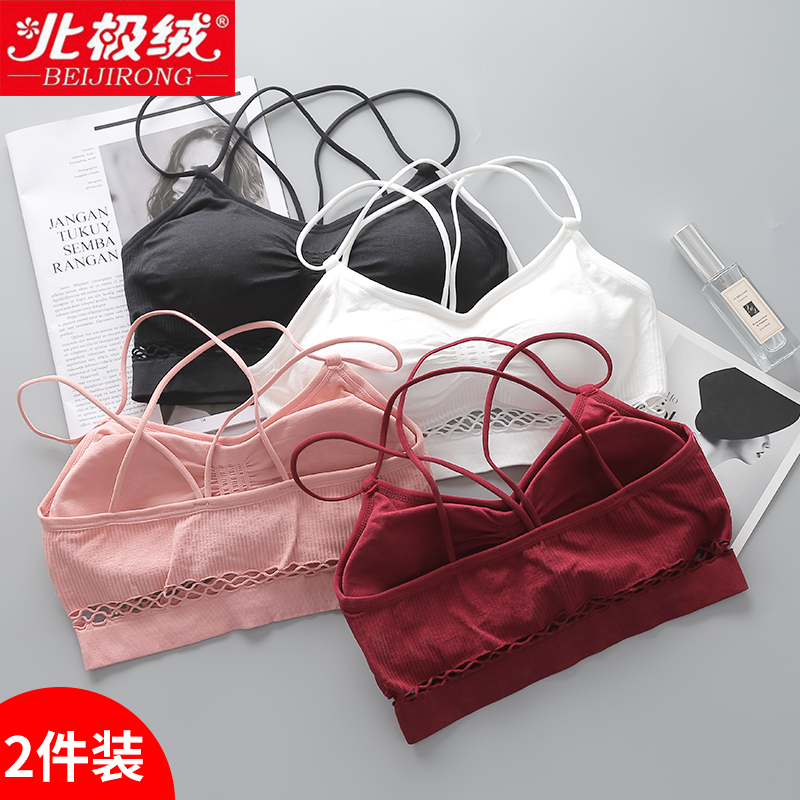 Summer bandeau underwear anti-walking light gathered chest-wrapped base sling small vest beauty back cross belt net red explosion