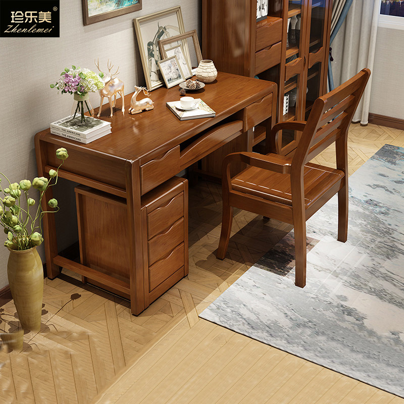 Rare Beauty Modern Chinese Style Book Room Furniture Suit Combined Solid Wood Desk With Sidecabinet Minimalist Calligraphy and Calligraphy Desk-Taobao