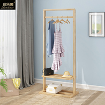 Modern minimalist full solid wood clothes hat rack floor type Easy contained shelf bedroom hanging clothes hanger walnuts for home