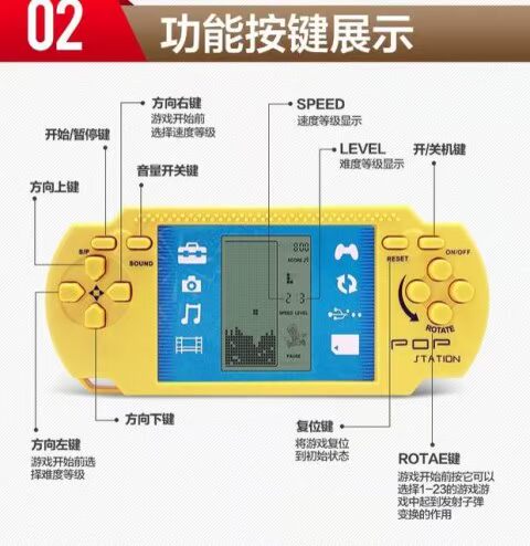 Tetris trò chơi điều khiển cầm tay psp dạ quang cổ điển hoài cổ trẻ em đồ chơi giáo dục giải phóng mặt bằng máy cầm tay chơi game
