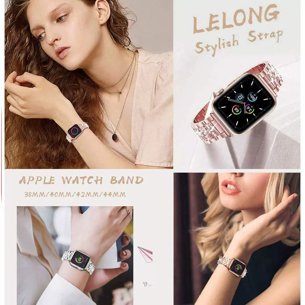 [Подходит для Apple Watch iWatch9 ремешок Apple Watch 7/6/5/4 поколение золотой камень Ultra trendy S7 цепь S8 мини 41/49 мм женский SE ремешок S5 новый]