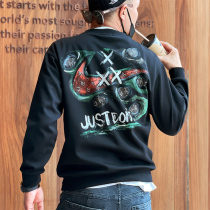 American casual embroidery fried street hatless sweater mens trendy brand embossed ruffian handsome high street pullover top coat