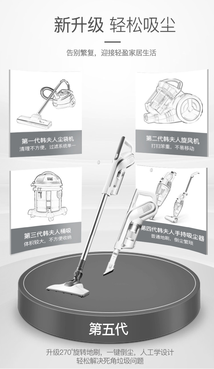 韩夫人 时尚手持推杆静音吸尘器 图2