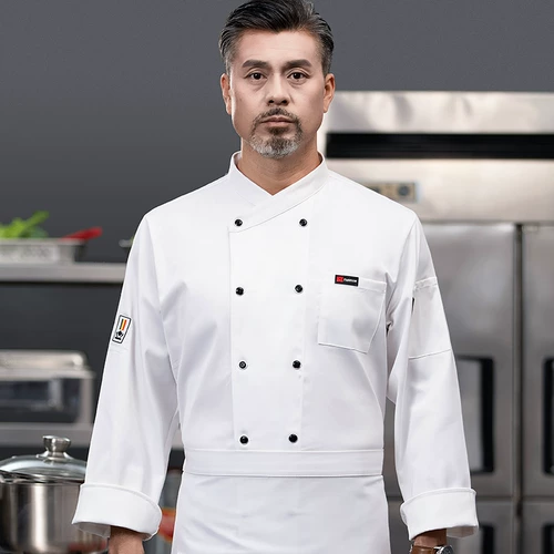 Высокая рабочая одежда для шеф -повара короткая -печать мужской отель