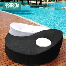 Modern outdoor leisure Bagua recliner bed Couple Mandarin duck double swimming Imitation rattan adult sofa Romantic fun