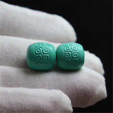 DIY аксессуары 绿松石高瓷精工雕刻回纹珠圆珠老型桶珠鼓珠手串手链顶珠配饰