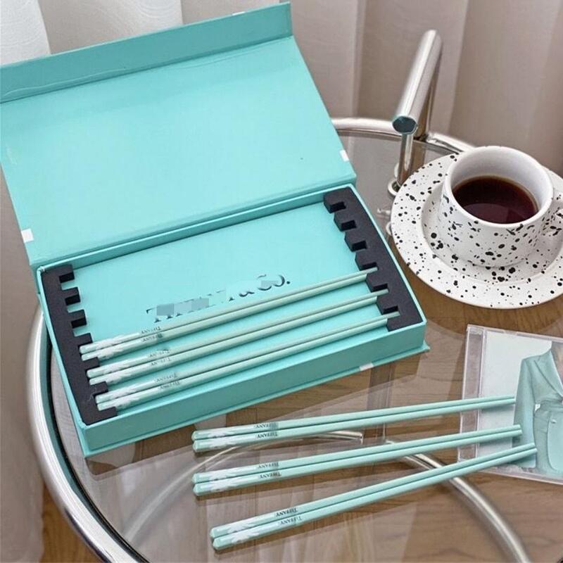 Difuni Chopsticks Tlffony Bone China Chopsticks High-End Gift High-Value Trendy Light Luxury Tableware Set Gift Box