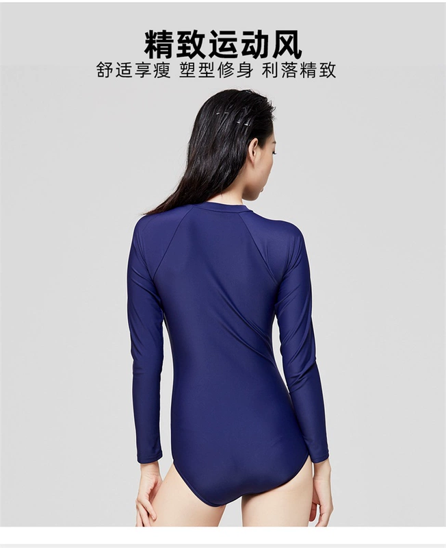 Arena Arena Áo tắm của phụ nữ Xiêm dài tay che bụng Mỏng chống clo Kem chống nắng Slim Fitness Thiết bị áo tắm - Bộ đồ bơi One Piece