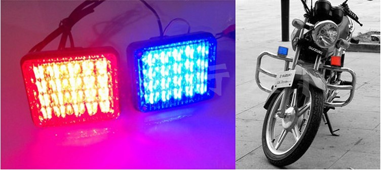 Đèn cảnh báo xe máy vuông phía trước đèn LED nổi bật màu đỏ và màu xanh lam nhấp nháy đèn cảnh báo an ninh đèn tuần tra ánh sáng 12V chế đèn led cho xe máy