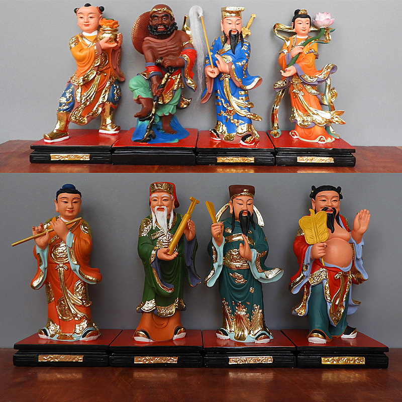 Eight Immortals Statue Lu Dongbin Tieguai Li 16-inch Eight Immortals Crossing the Sea Han Zhong Li He Xiangu Statue 12-inch Resin Buddha Statue