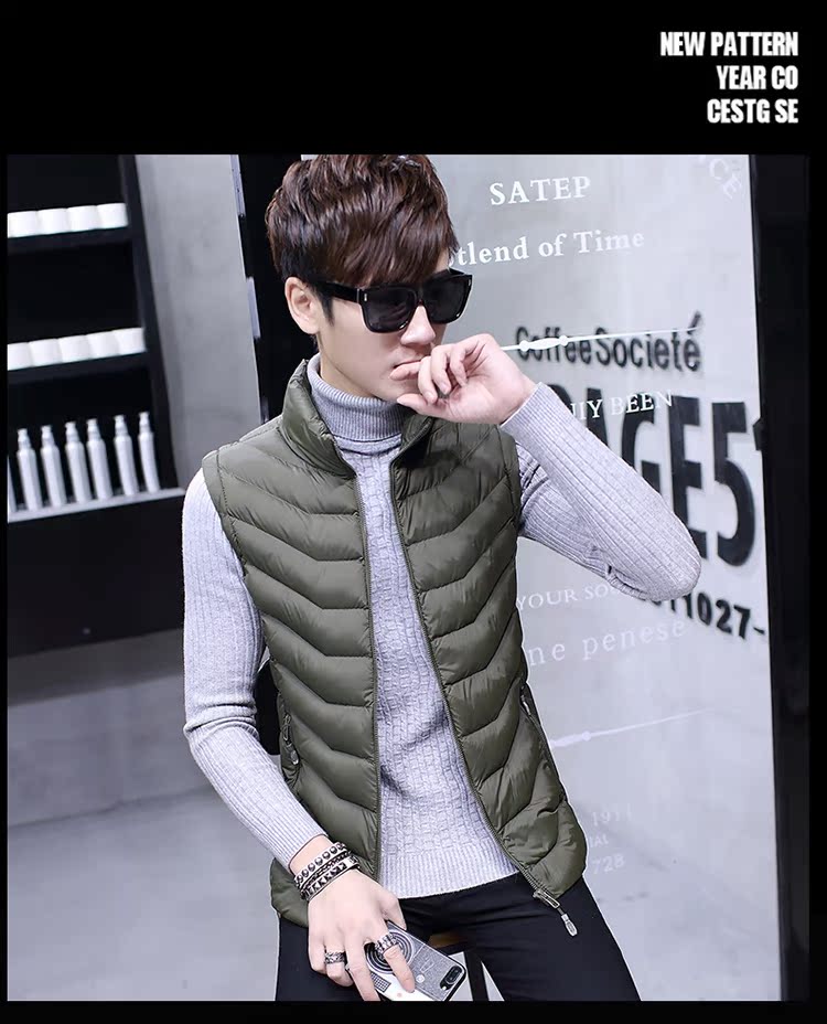 Áo vest nam cotton dày vest vest vest vest mùa thu và mùa đông nam áo khoác phiên bản Hàn Quốc của xu hướng đẹp trai thủy triều khoác vest nam