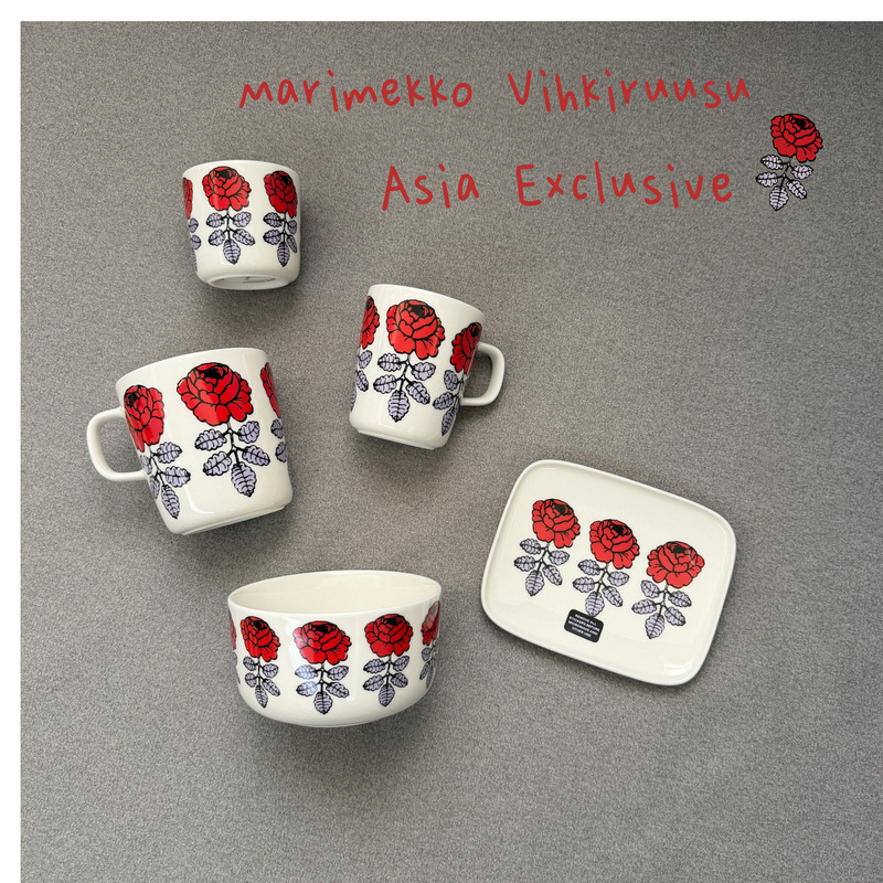 Marimekko 26Th Anniversary Asia Limited Edition New Vihkiruusu Red Rose Ceramic Mug Plate Bowl Marimekko 26Th Anniversary Asia Limited Edition New Vihkiruusu Red Rose Ceramic Mug Plate Bowl