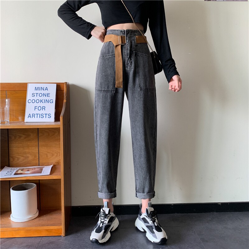 High-waisted jeans women's spring and autumn 2022 new large-size design sense of small and thin old daddy Harlan straight pants