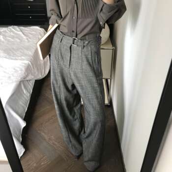 Ambsom wear kendo bamboo pattern straight silhouette strappy kendo pants autumn and winter wide-leg trousers casual