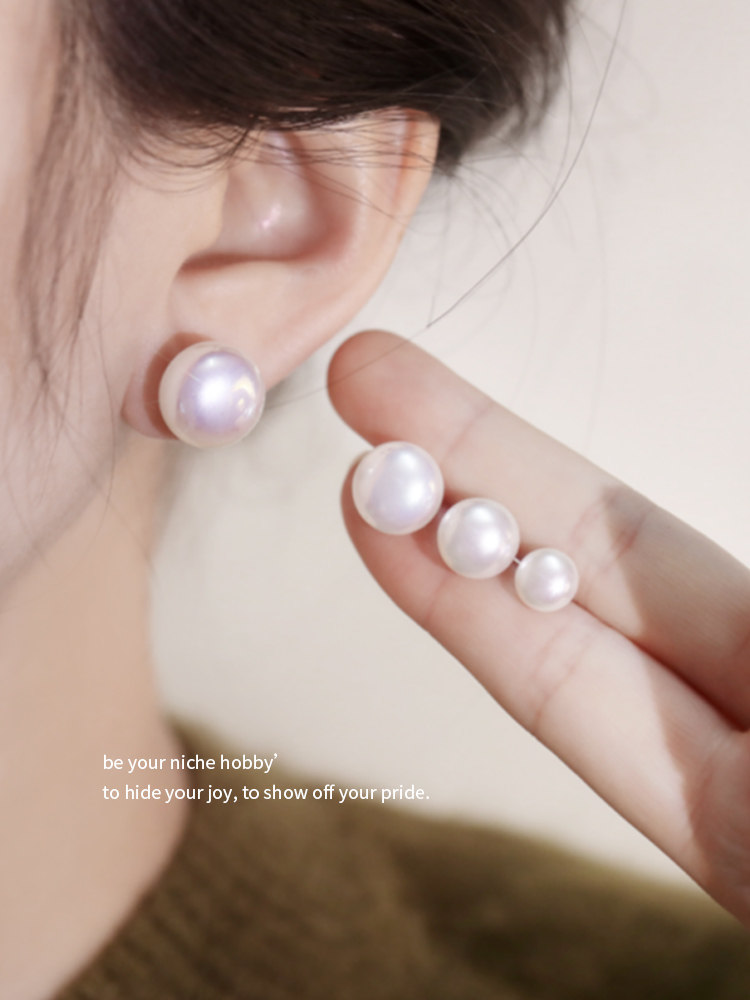 Shijia Steamed Bun Big Pearl 999 Silver Needle Earrings for Women, Light Luxury Elegant Earrings 2026 New Ear Clips for Non-Pierced Ears