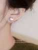 Shijia Steamed Bun Big Pearl 999 Silver Needle Earrings for Women, Light Luxury Elegant Earrings 2026 New Ear Clips for Non-Pierced Ears