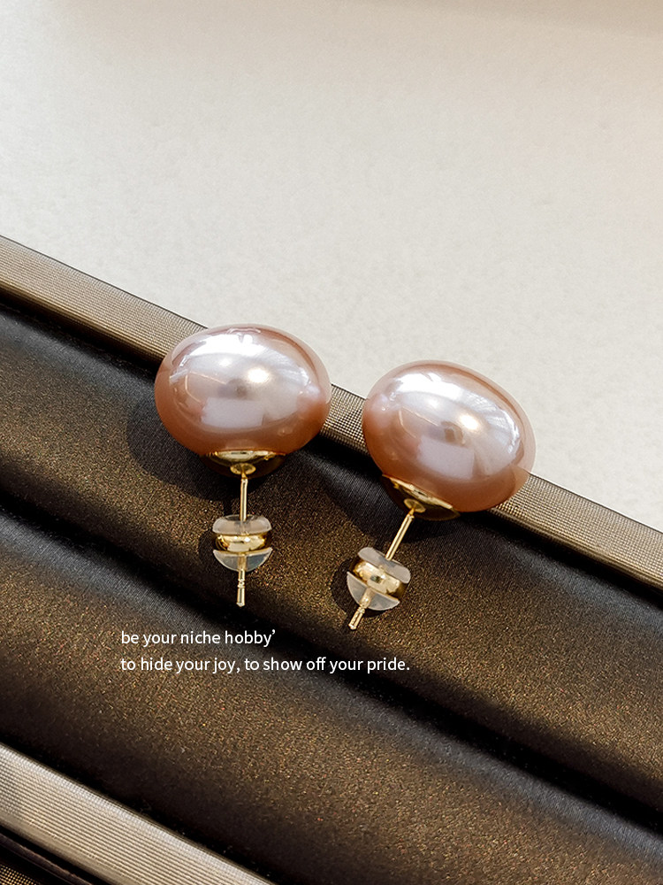 Shijia Steamed Bun Big Pearl 999 Silver Needle Earrings for Women, Light Luxury Elegant Earrings 2026 New Ear Clips for Non-Pierced Ears