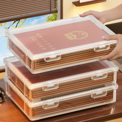 A4 File Storage Box Transparent Document File Storage Box Plastic Moisture-Proof Large Household Certificate Birth Certificate Box