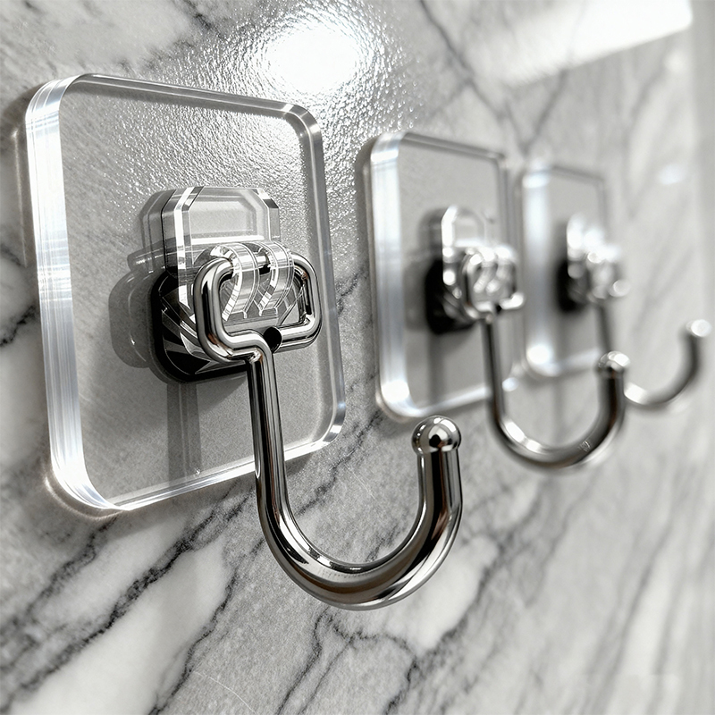 Hook with Strong Adhesive, No Drilling Required, Super Heavy-Duty, for Kitchen and Bathroom Walls, Traceless Stainless Steel, Dormitory Adhesive Hook