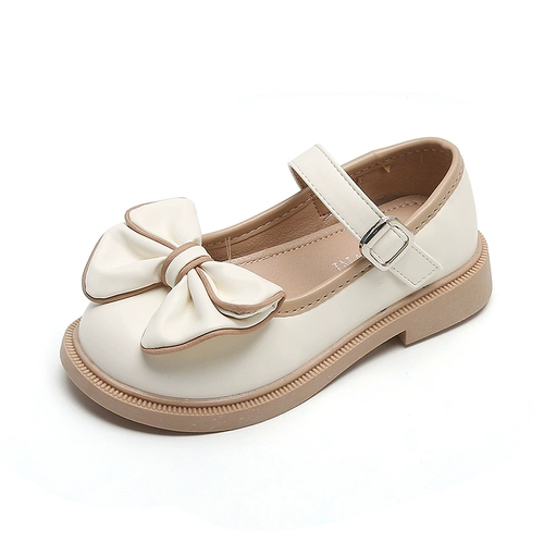 Девочки кожаные туфли 2024 весна и осень Новая черная Маризен Мягкое дно маленькие девочки принцесса jk одиночные туфли летняя женщина