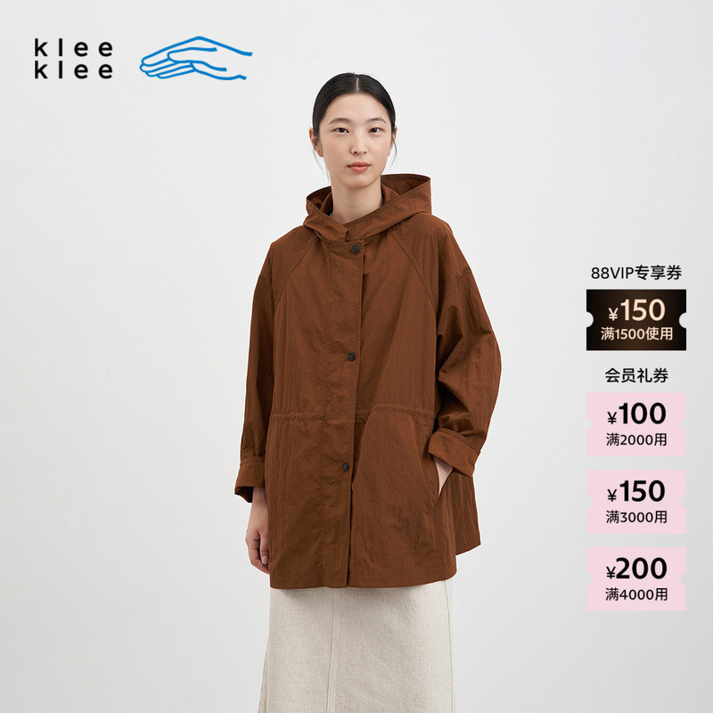 【New Product】Suran Klee Klee 26 Autumn Women's Commuting Glossy Recycled Nylon Waist-Tightening Hooded Trench Coat 【New Product】Suran Klee Klee 26 Autumn Women's Commuting Glossy Recycled Nylon Waist-Tightening Hooded Trench Coat