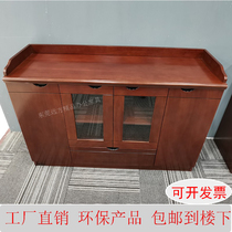 Office walnut veneer tea cabinet two-door three-four-door low cabinet environmental protection paint sideboard storage simple wine cabinet