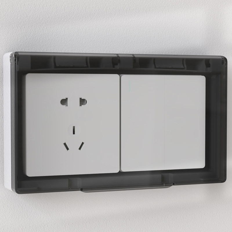 Type 86 surface-mounted double-position ultra-thin waterproof cover paste-type switch socket protection cover toilet panel splash-proof box