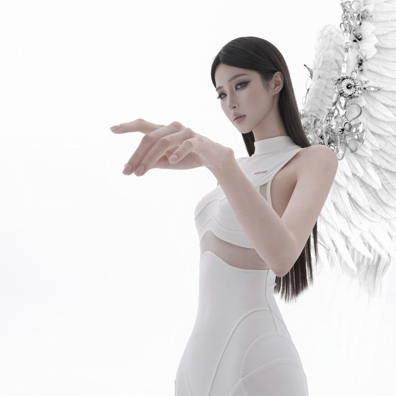 Mechanical Angel* Halloween Cosplay Costume Sexy Hot Girl Functional Style White Jumpsuit Role-Playing Outfit for Women